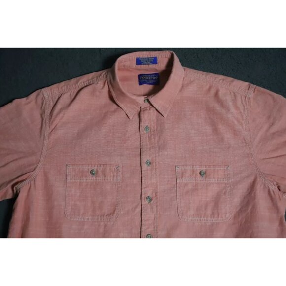 Pendleton Berkeley ButtonUp Shirt Men XL Red Spread Collared Short Sleeve Cotton - Picture 2 of 8